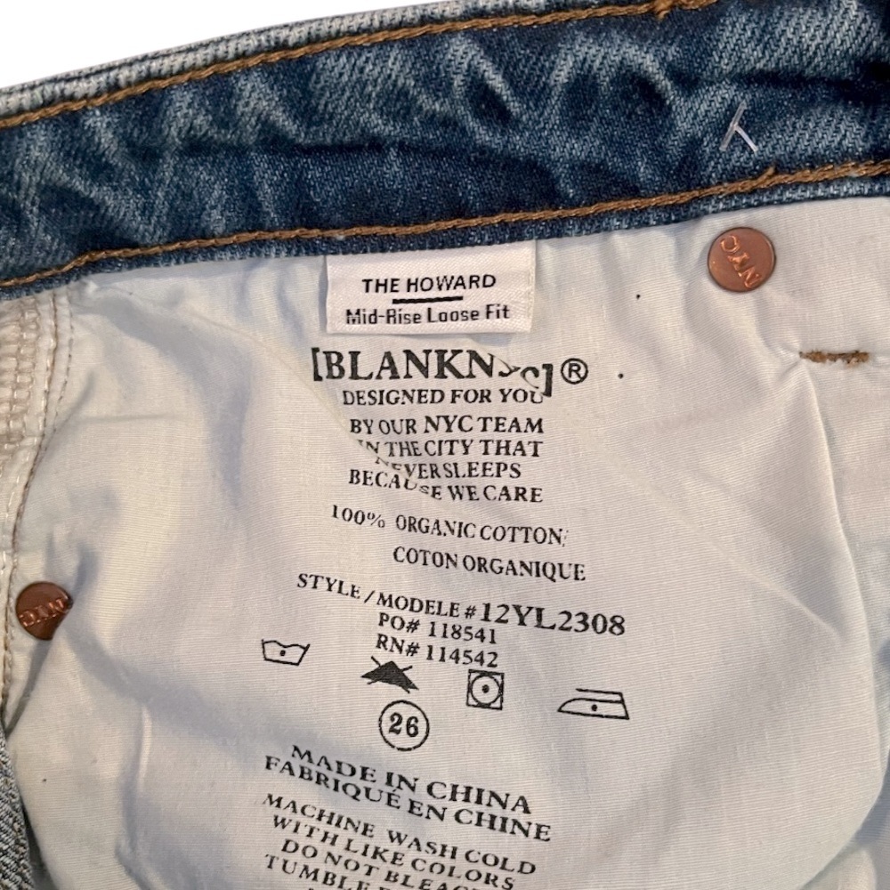 Blank NYC The Howard Distressed Mid Rise Loose Fit Jean 26 NWT - Picture 9 of 11